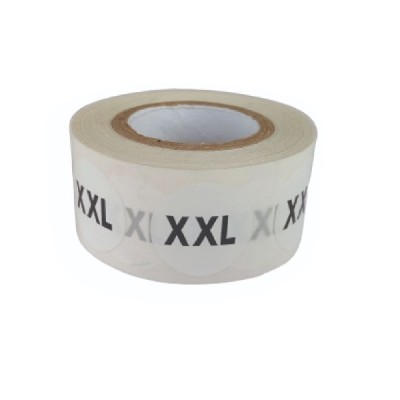 Garment size Label - 18mm - XXL Clear on Clear