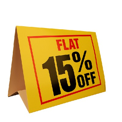 Discount Tent card - 15%- A5-Pack of 10