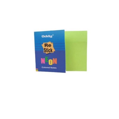 Oddy- Re stick - green color notes - 3 x 3in 